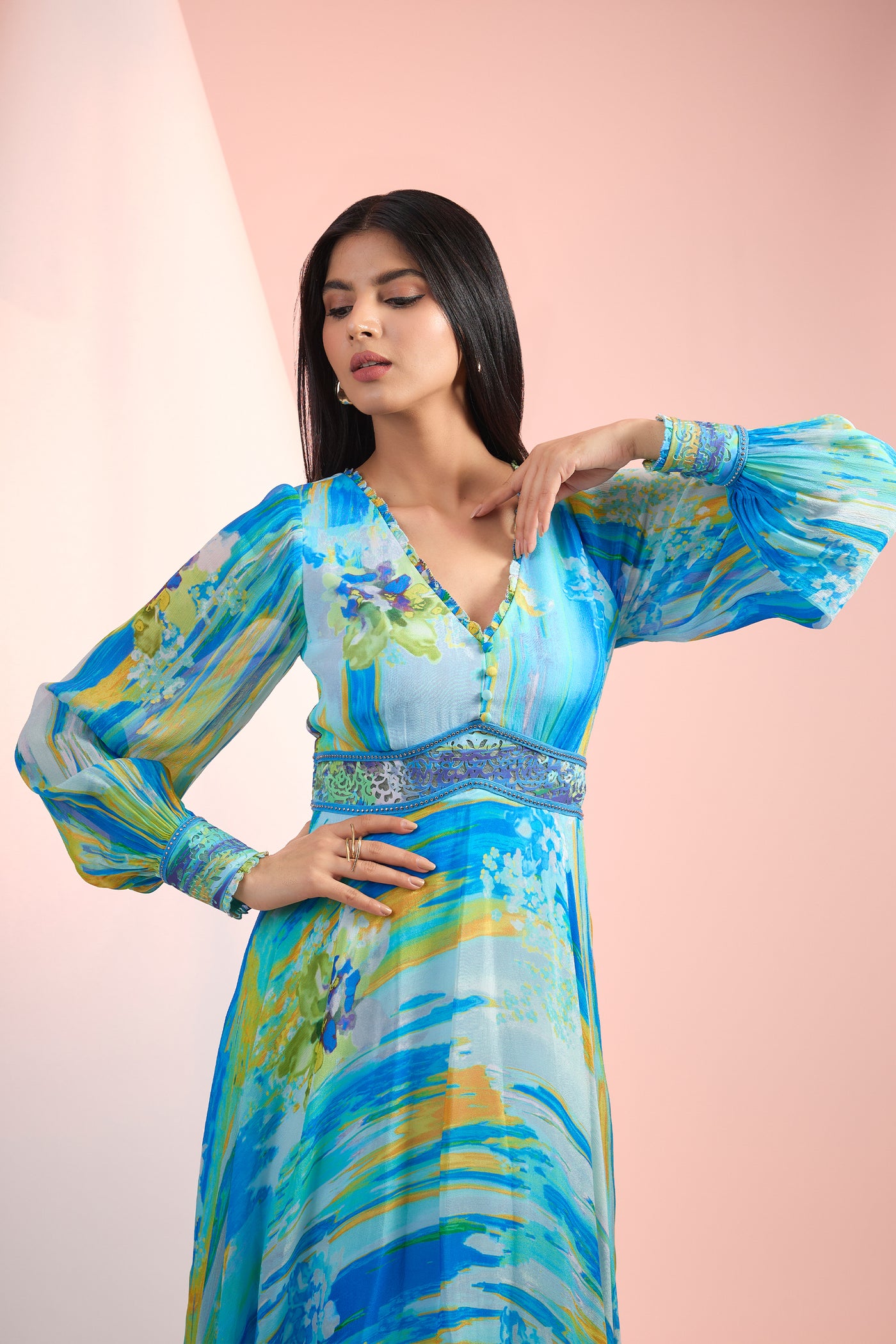 Blue Printed Dress