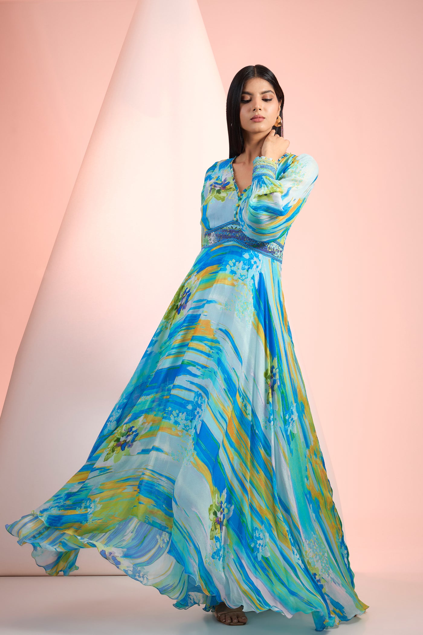 Blue Printed Dress