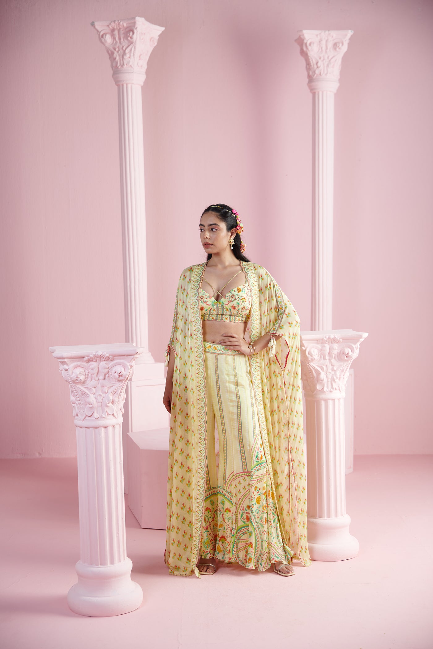 Mandira Wirk Derin Cape Set indian designer wear online shopping melange singapore