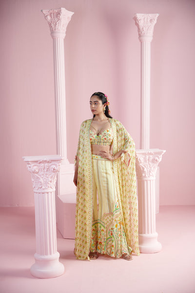 Mandira Wirk Derin Cape Set indian designer wear online shopping melange singapore