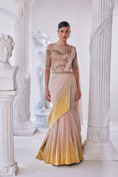 Mandira Wirk Draped Gown indian designer wear online shopping melange singapore