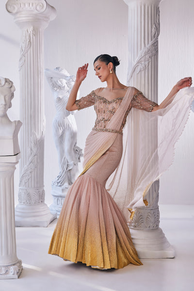 Mandira Wirk Draped Gown indian designer wear online shopping melange singapore