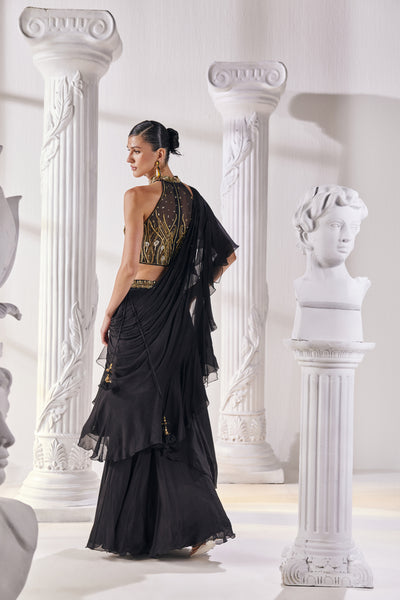 Mandira Wirk Draped Saree In Chiffon indian designer wear online shopping melange singapore