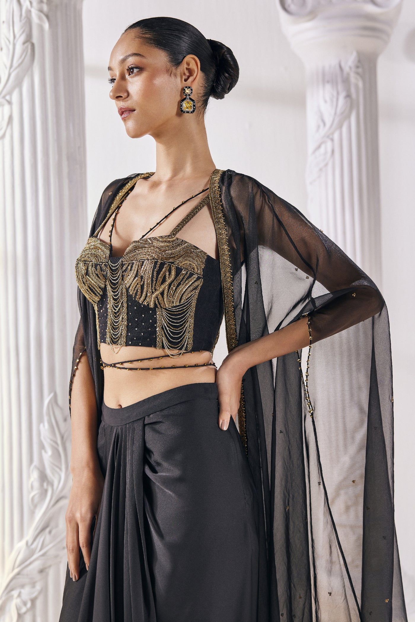 Mandira Wirk Draped Skirt Set indian designer wear online shopping melange singapore