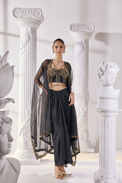 Mandira Wirk Draped Skirt Set indian designer wear online shopping melange singapore