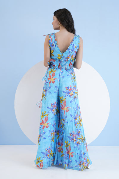 Mandira Wirk Flared Jumpsuit With Cascade Detail indian designer wear online shopping melange singapore