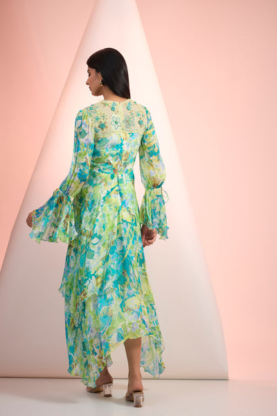 Mandira Wirk Flowy Printed Dress Indian designer wear online shopping melange singapore
