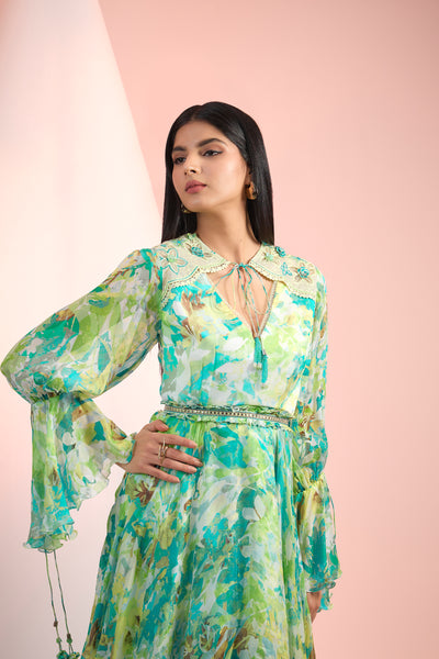 Mandira Wirk Flowy Printed Dress Indian designer wear online shopping melange singapore
