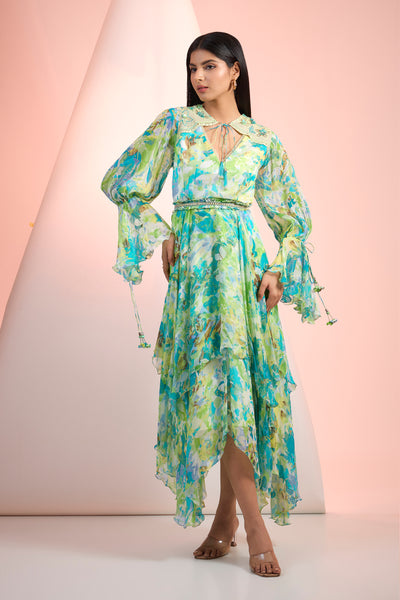 Mandira Wirk Flowy Printed Dress Indian designer wear online shopping melange singapore
