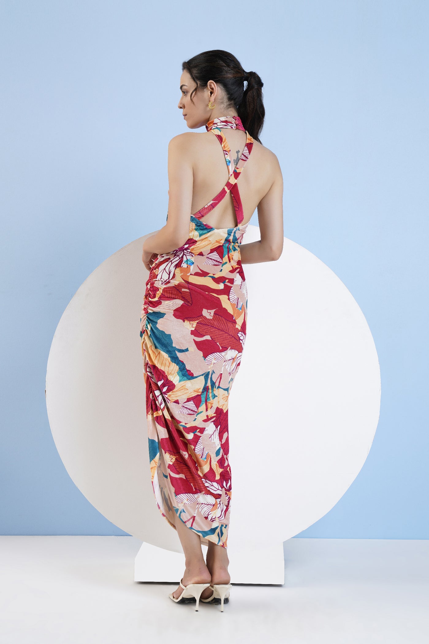 Mandira Wirk Halter Neck Velvet Fitted Dress indian designer wear online shopping melange singapore