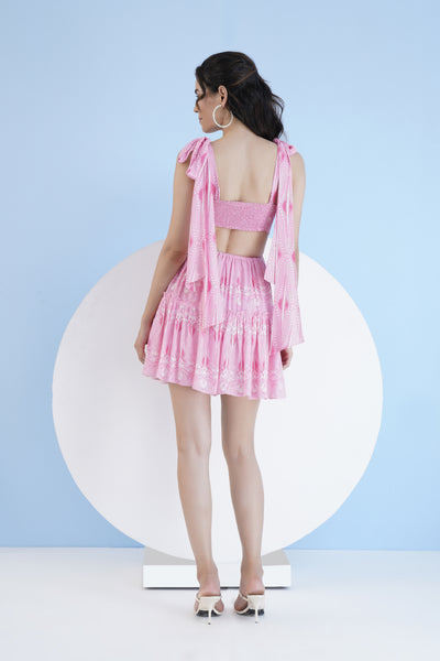 Mandira Wirk Ice Fly Printed Gathered Short Dress indian designer wear online shopping melange singapore