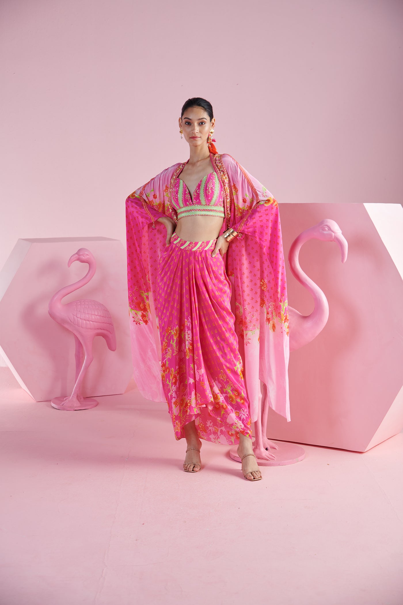 Mandira Wirk Jasmine Cape Set indian designer wear online shopping melange singapore
