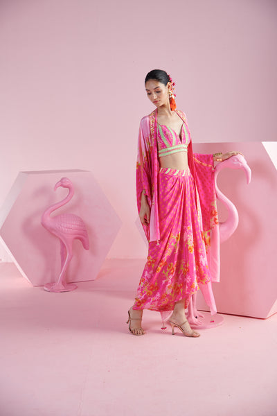 Mandira Wirk Jasmine Cape Set indian designer wear online shopping melange singapore

