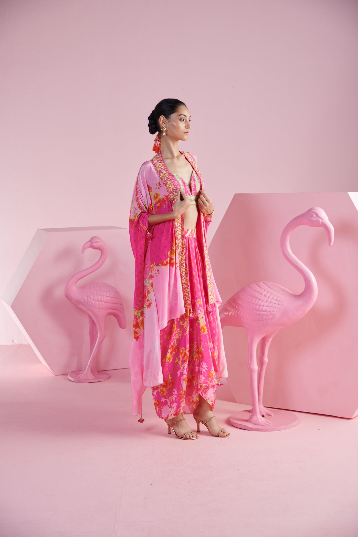 Mandira Wirk Jasmine Cape Set indian designer wear online shopping melange singapore
