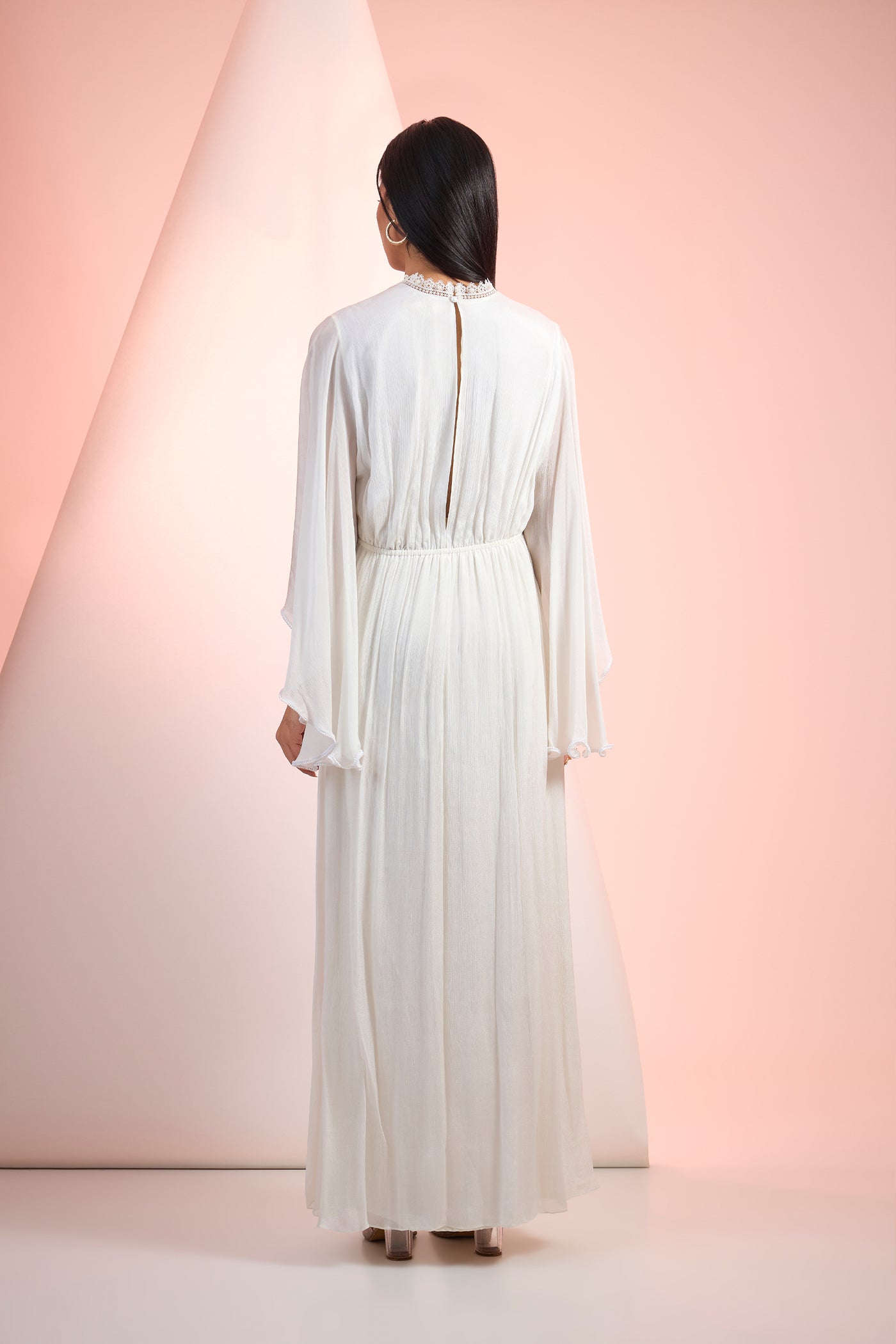 Mandira Wirk Long Flowy V Neck Dress Indian designer wear online shopping melange singapore