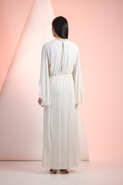 Mandira Wirk Long Flowy V Neck Dress Indian designer wear online shopping melange singapore
