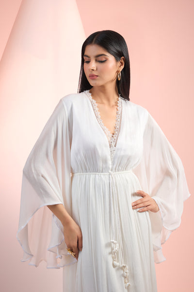 Mandira Wirk Long Flowy V Neck Dress Indian designer wear online shopping melange singapore