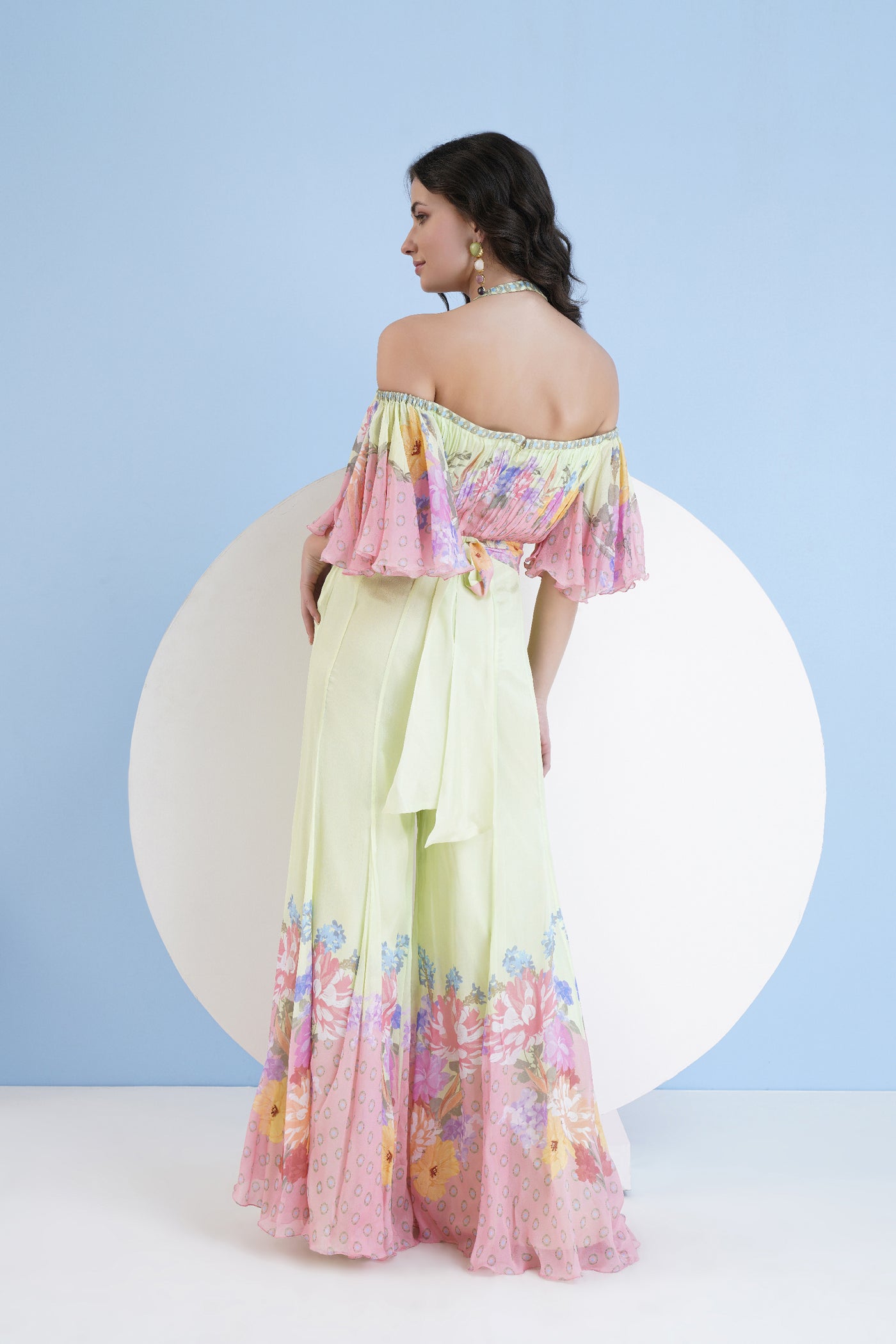 Mandira Wirk Meridian Printed Flared Jumpsuit indian designer wear online shopping melange singapore