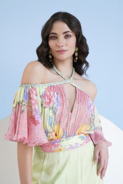 Mandira Wirk Meridian Printed Flared Jumpsuit indian designer wear online shopping melange singapore