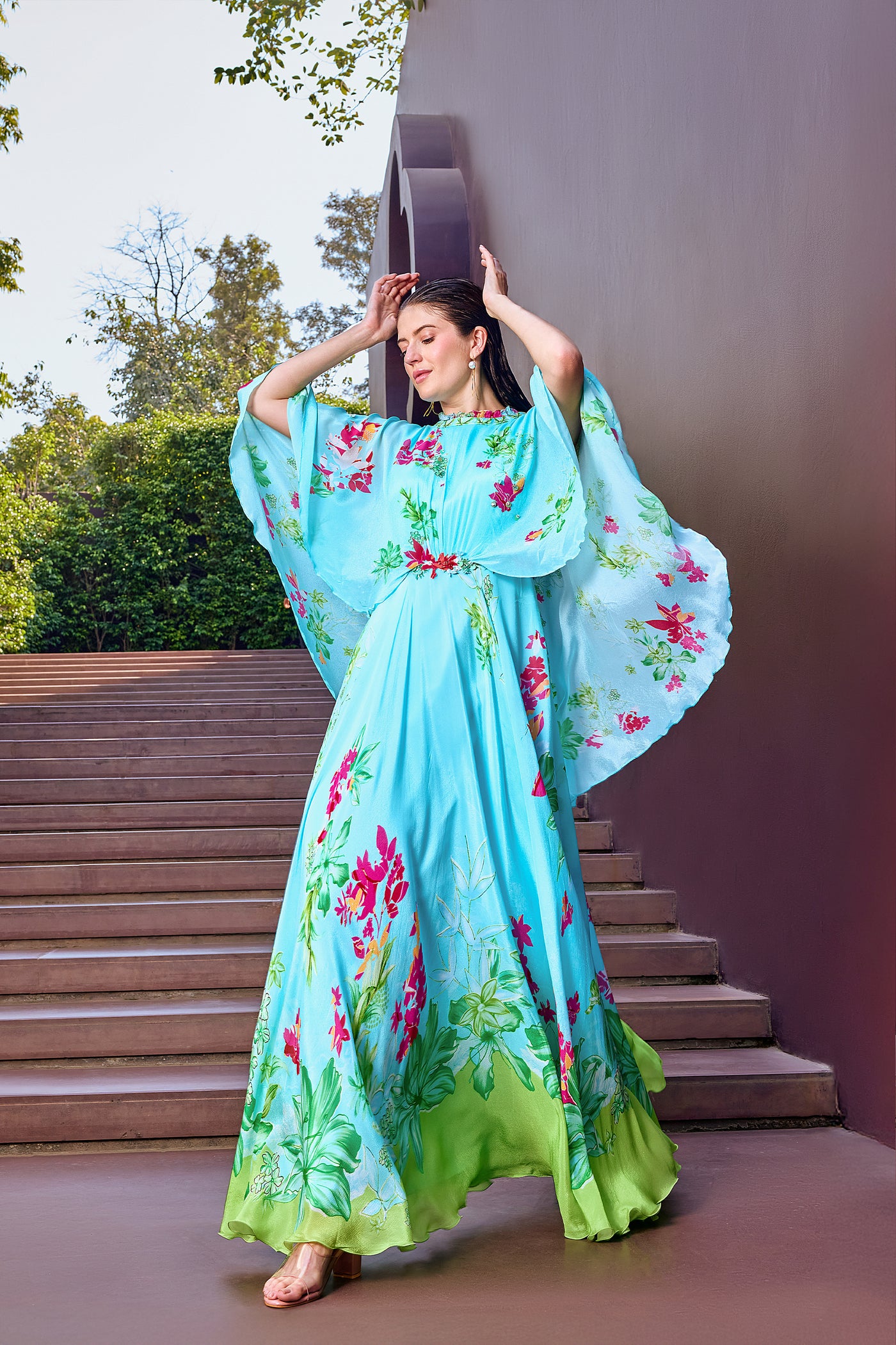 Mandira Wirk Mint Green Floral Dress indian designer wear online shopping melange singapore