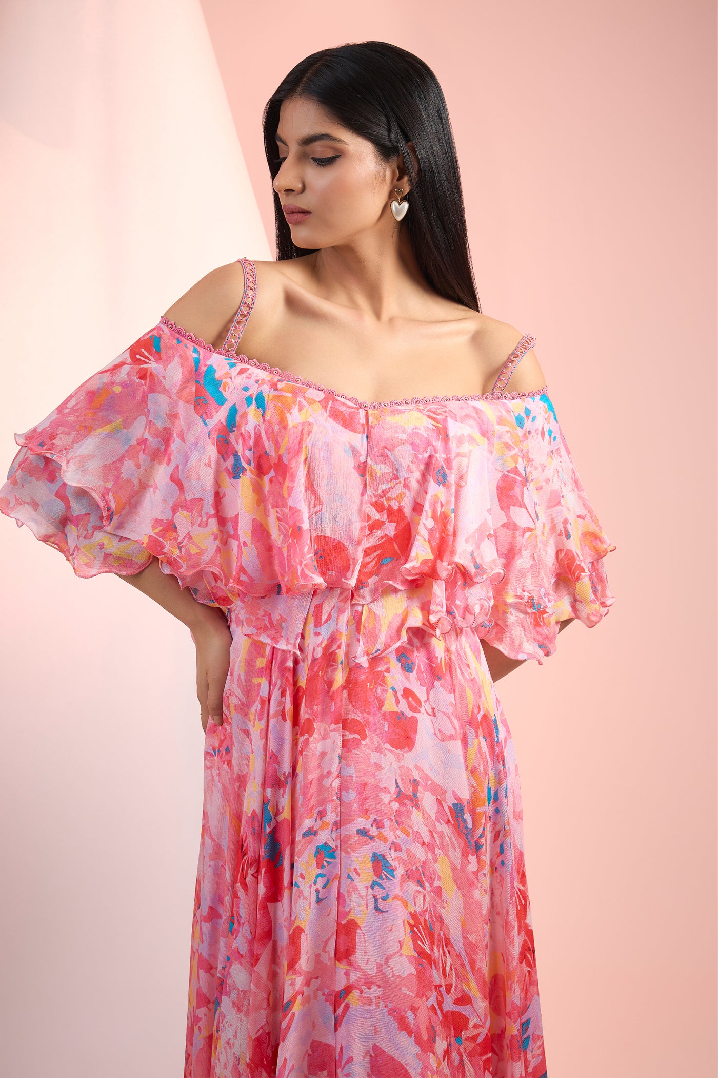 Mandira Wirk Off Shoulder Printed Dress Indian designer wear online shopping melange singapore
