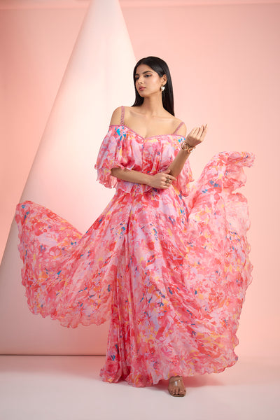 Mandira Wirk Off Shoulder Printed Dress Indian designer wear online shopping melange singapore
