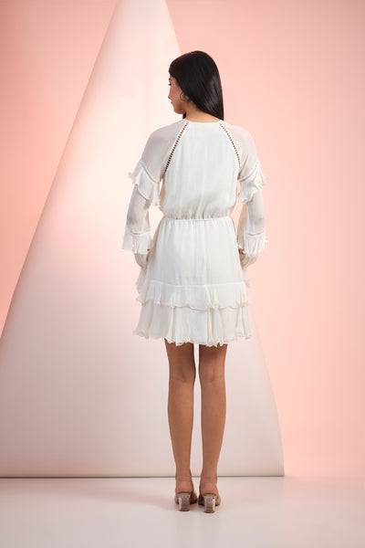 Mandira Wirk Off White Solid Dress Indian designer wear online shopping melange singapore