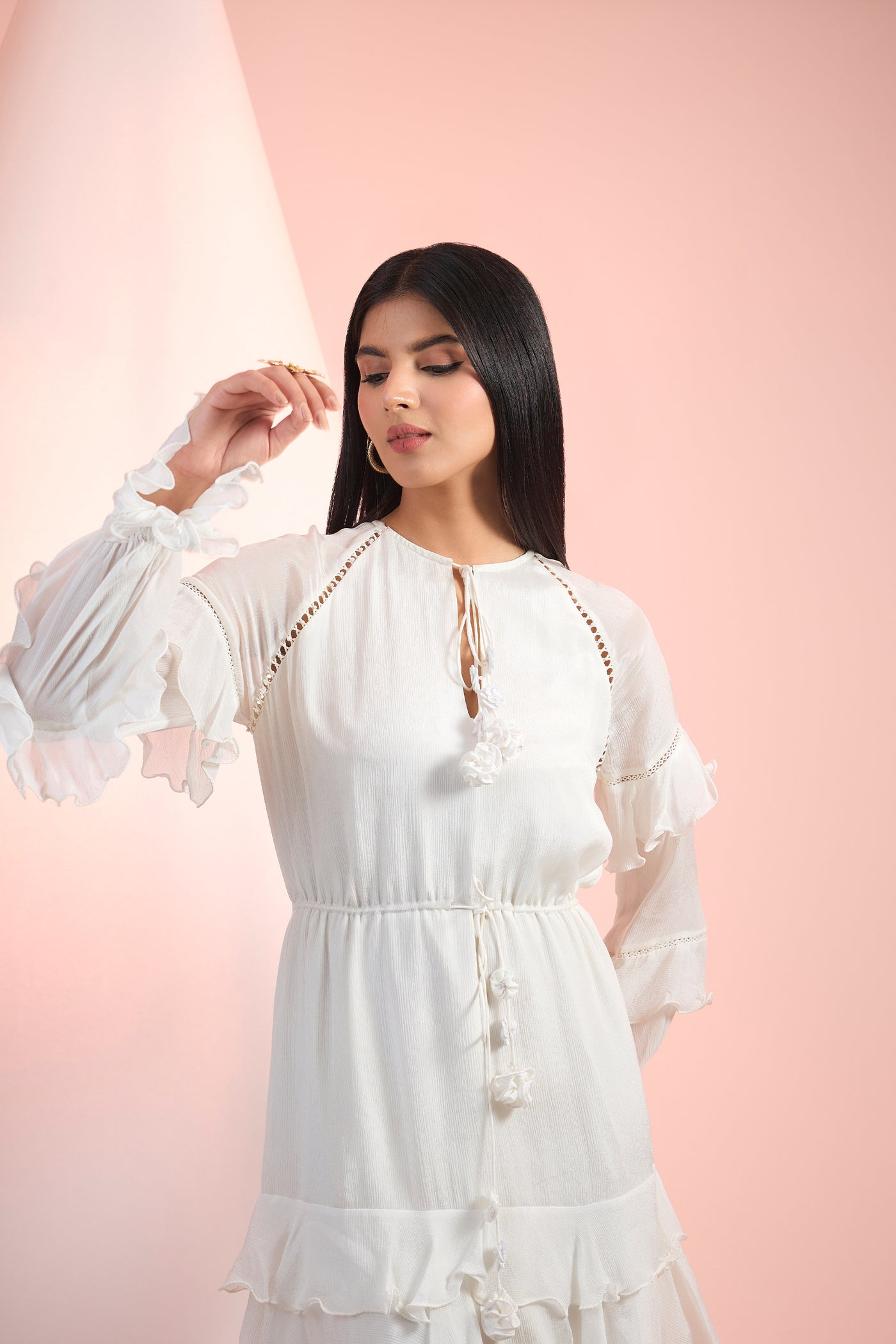 Mandira Wirk Off White Solid Dress Indian designer wear online shopping melange singapore