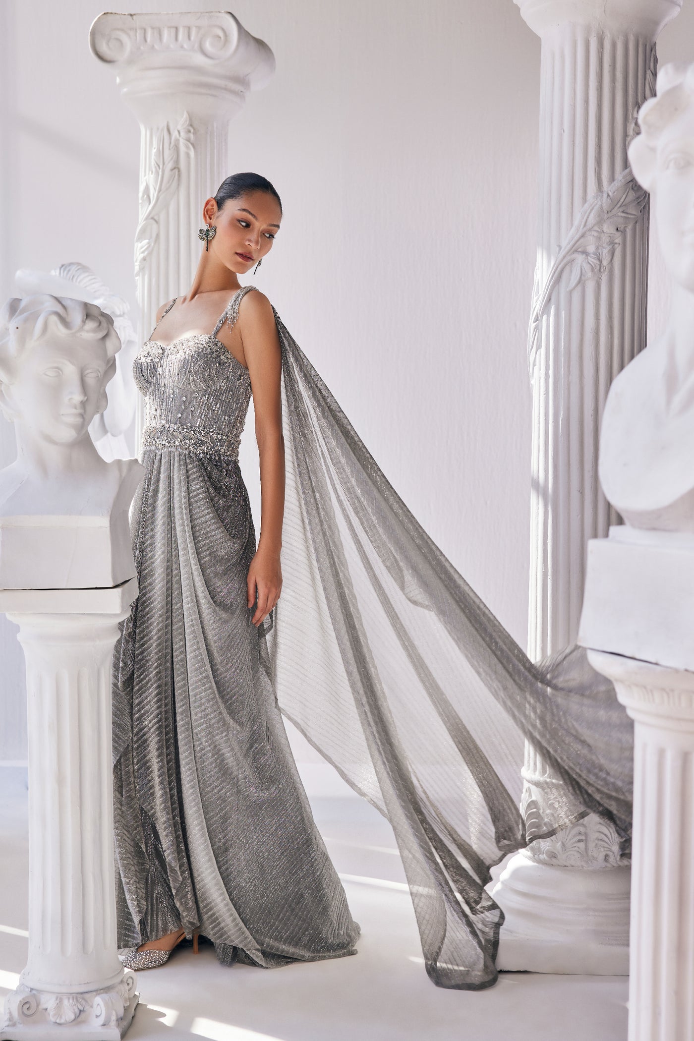 Mandira Wirk Ombre Draped Saree Gown indian designer wear online shopping melange singapore