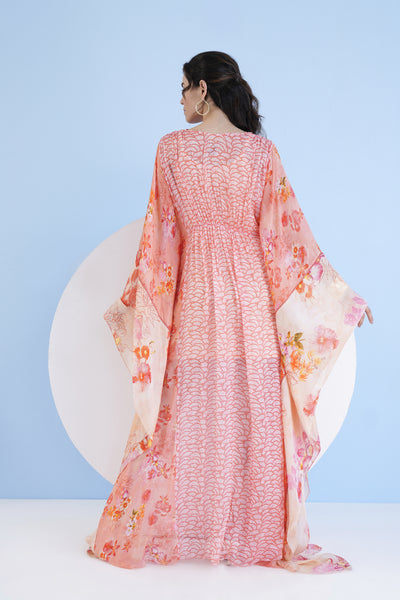 Mandira Wirk Paneled Kaftan With Gather Detail indian designer wear online shopping melange singapore