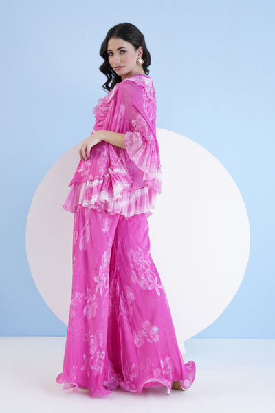 Mandira Wirk Pastoral Mist Printed Flared Jumpsuit indian designer wear online shopping melange singapore