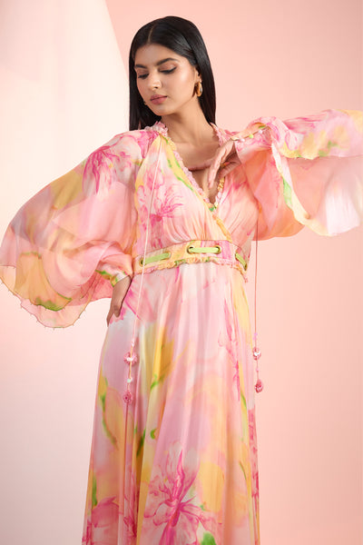 Mandira Wirk Pink Printed Dress Indian designer wear online shopping melange singapore