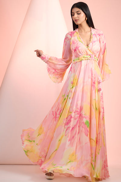 Mandira Wirk Pink Printed Dress Indian designer wear online shopping melange singapore