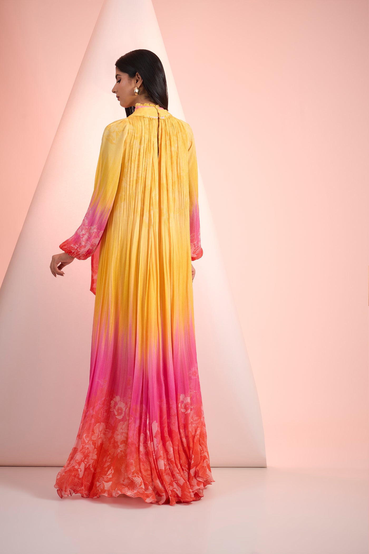 Mandira Wirk Printed Chiffon Long Dress Indian designer wear online shopping melange singapore
