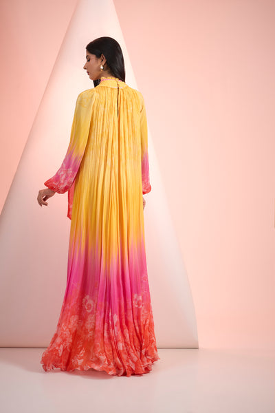 Mandira Wirk Printed Chiffon Long Dress Indian designer wear online shopping melange singapore

