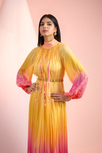 Mandira Wirk Printed Chiffon Long Dress Indian designer wear online shopping melange singapore
