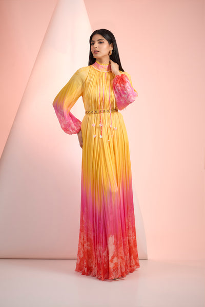 Mandira Wirk Printed Chiffon Long Dress Indian designer wear online shopping melange singapore
