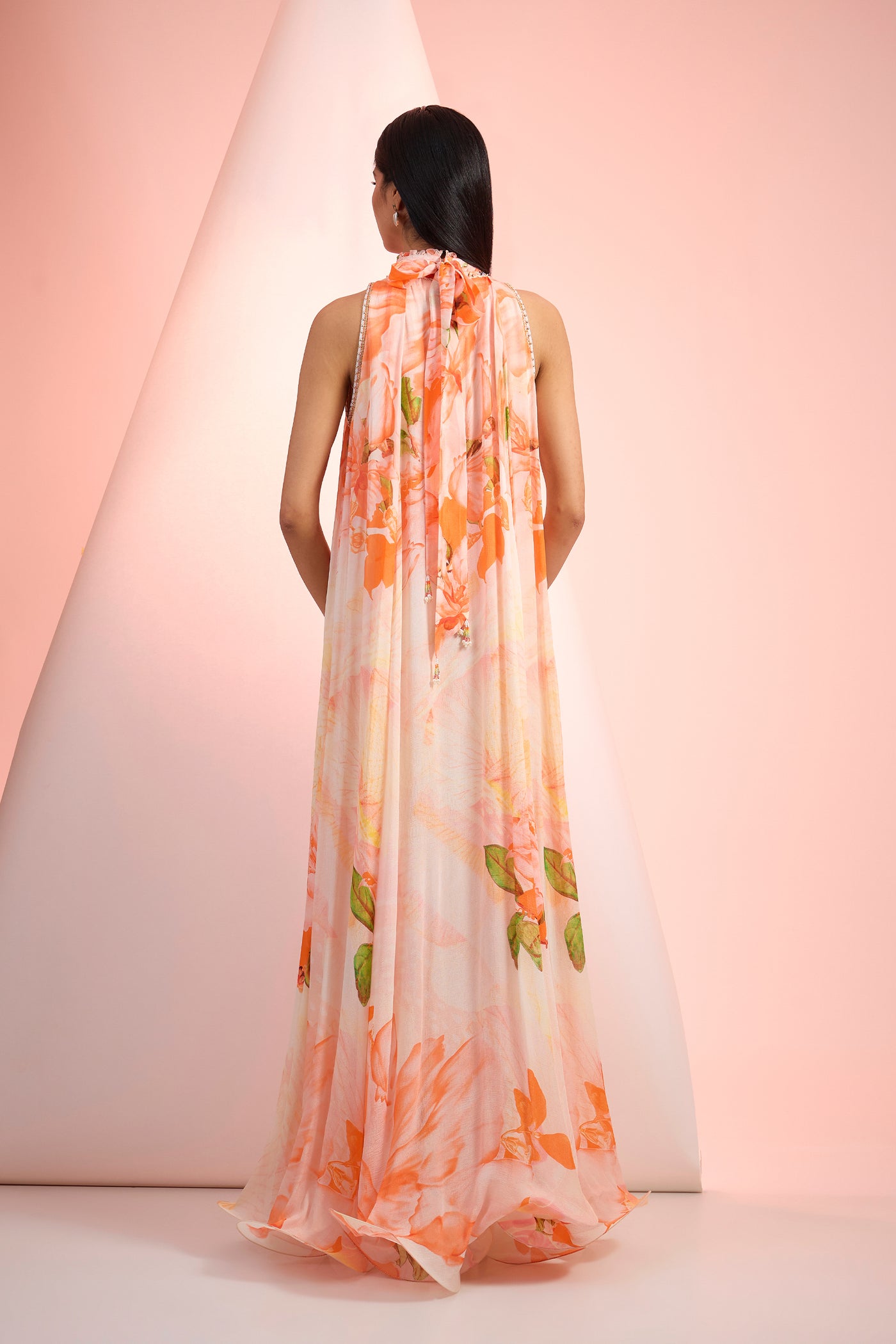 Mandira Wirk Printed  Dress Orange Indian designer wear online shopping melange singapore