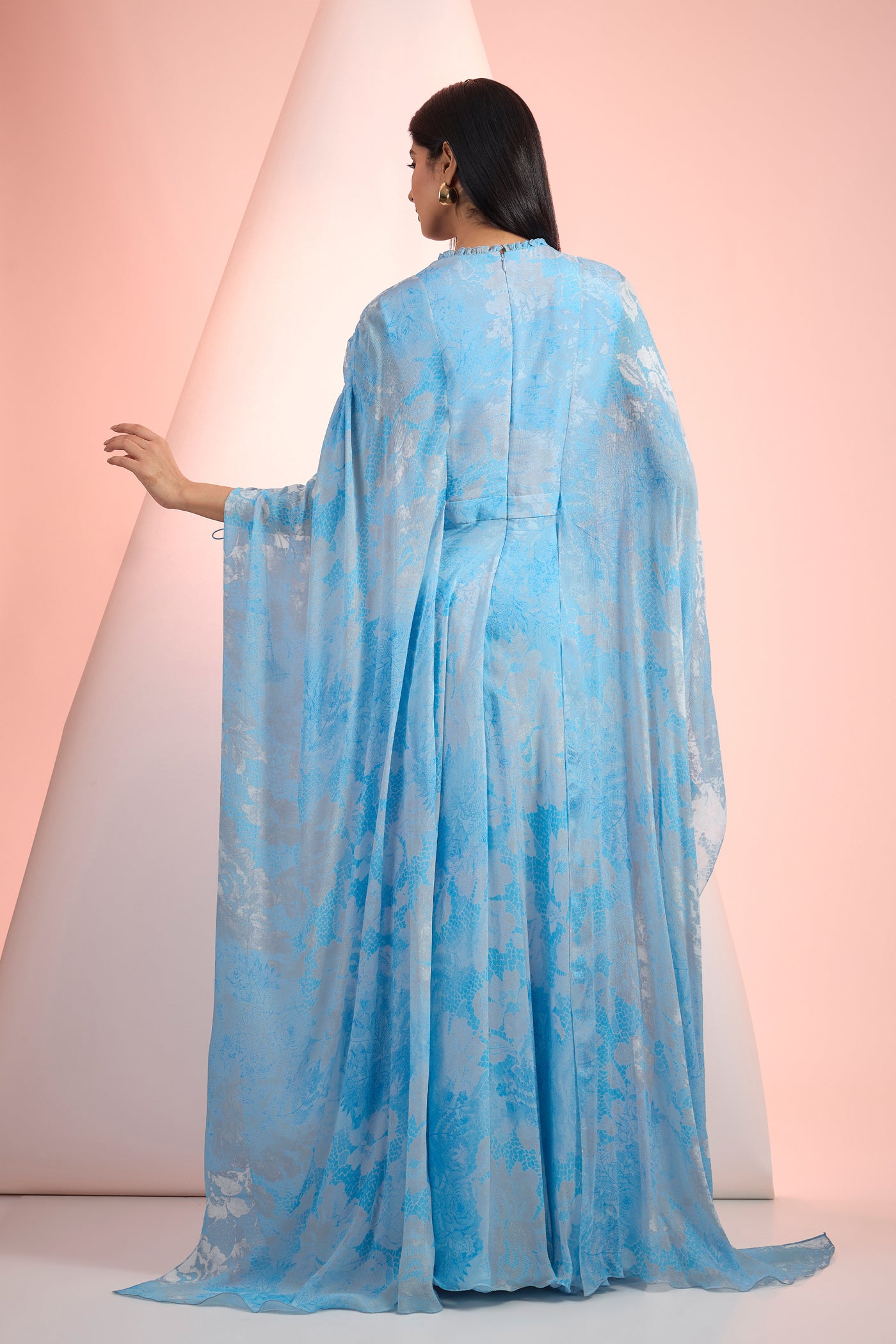 Mandira Wirk Printed Dress Sky Blue Indian designer wear online shopping melange singapore