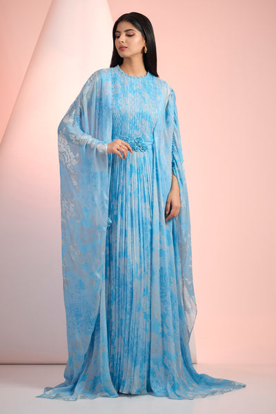 Mandira Wirk Printed Dress Sky Blue Indian designer wear online shopping melange singapore
