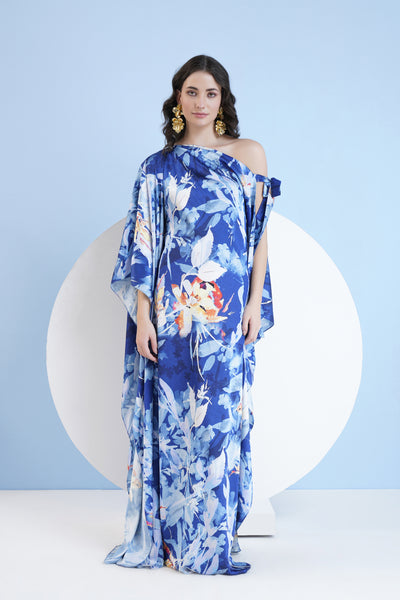 Mandira Wirk Printed Straight Kaftan With Knot Detail indian designer wear online shopping melange singapore