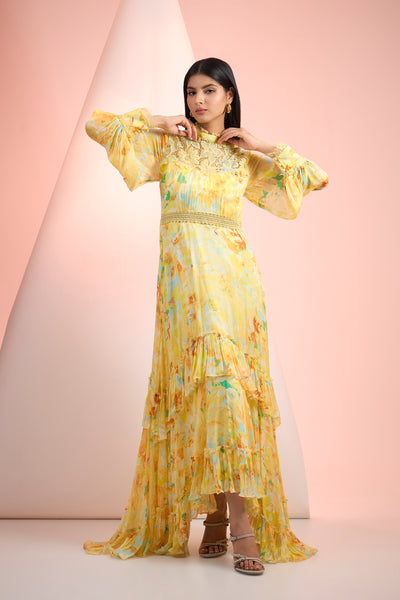 Mandira Wirk Printed Tier Dress Indian designer wear online shopping melange singapore