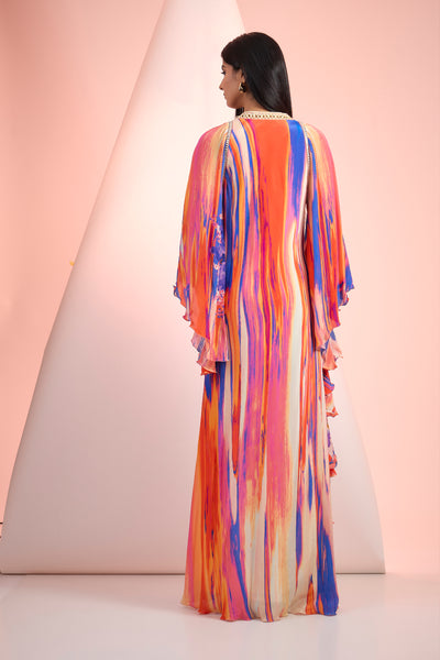 Mandira Wirk Red Blue Printed Dress Indian designer wear online shopping melange singapore