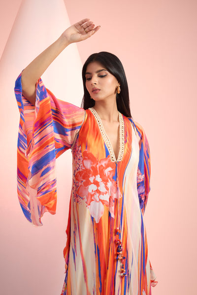 Mandira Wirk Red Blue Printed Dress Indian designer wear online shopping melange singapore