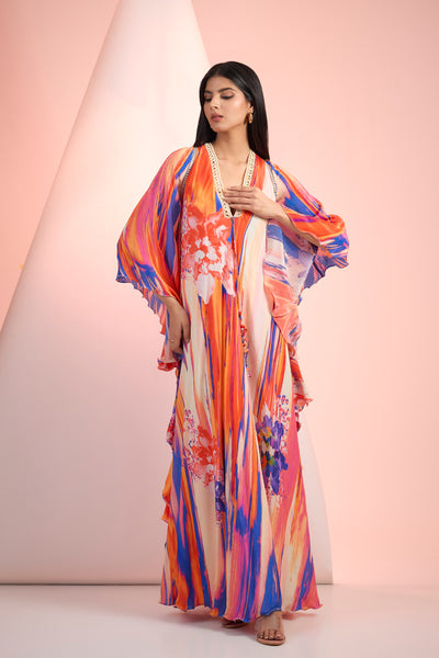 Mandira Wirk Red Blue Printed Dress Indian designer wear online shopping melange singapore