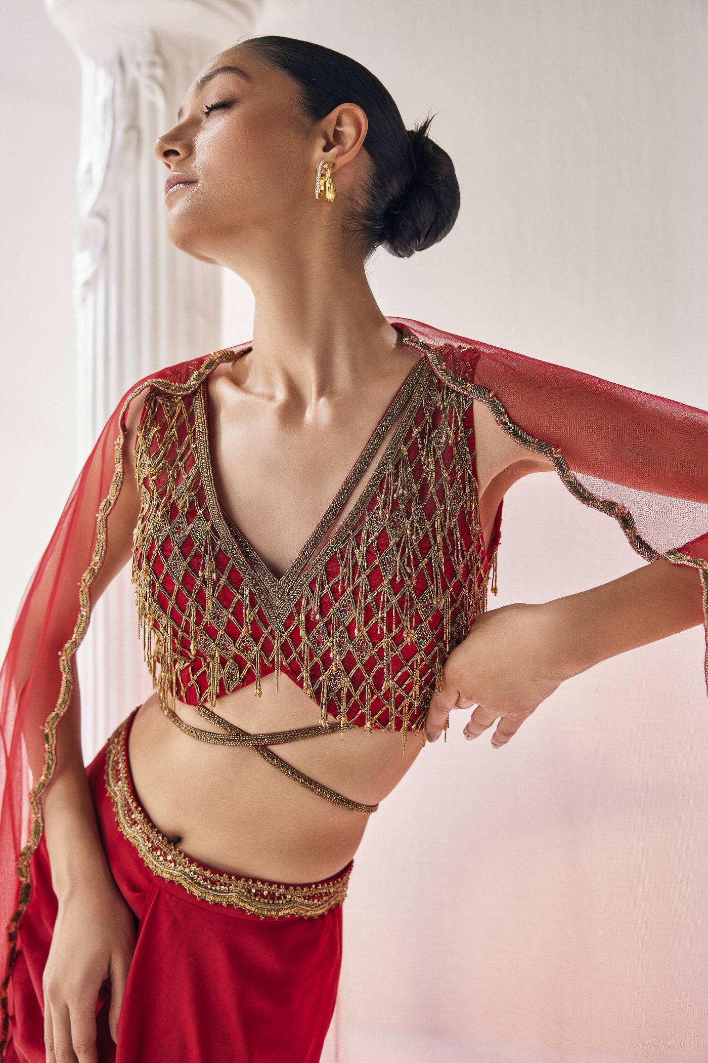Mandira Wirk Royal Satin Skirt Set indian designer wear online shopping melange singapore