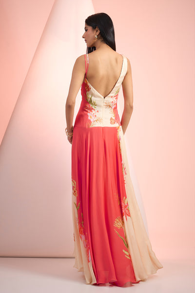 Mandira Wirk Satin Printed Dress Indian designer wear online shopping melange singapore