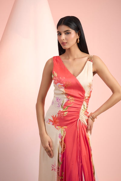 Mandira Wirk Satin Printed Dress Indian designer wear online shopping melange singapore