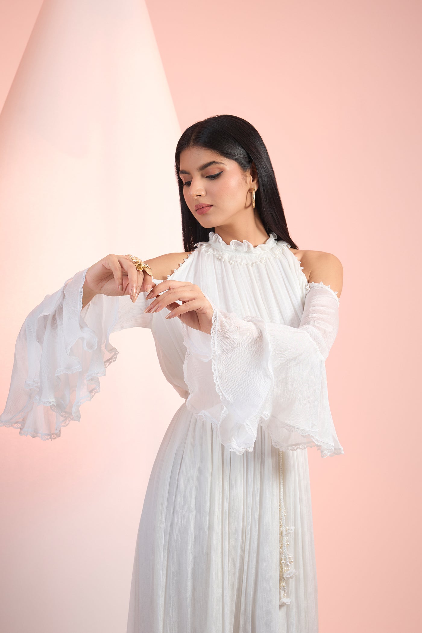Mandira Wirk Shoulder Cut Out Long Dress Indian designer wear online shopping melange singapore