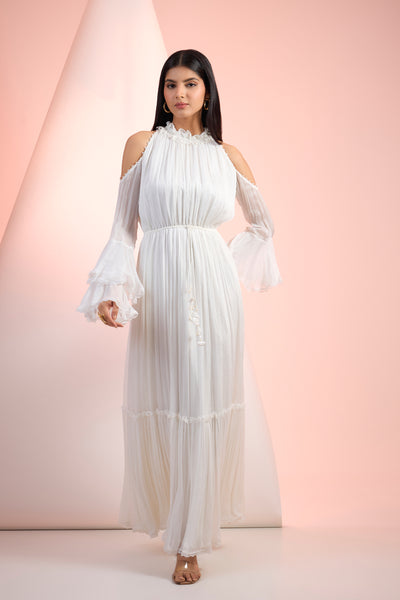 Mandira Wirk Shoulder Cut Out Long Dress Indian designer wear online shopping melange singapore